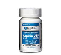Reliable 1 Orange Flavored Low Dose Aspirin 36 Tablets (1 Bottle)