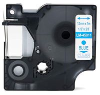 LM Tapes - Premium LM-45011 1/2" Blue on Clear Compatible Label Maker Tape, Replaces Dymo 45011 D1 Label Tape 12mm