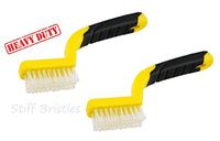 2 ALAZCO Soft-Grip Handle Heavy-Duty Tile Grout Brush - Extra-Stiff Bristles - Yellow