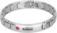 Elegant Surgical Grade Steel Medical Alert ID Bracelet (Men's, Asthma)