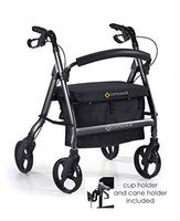 Comodità Spazio Extra Wide Heavy-Duty Rollator Walker with Comfortable 18" Wide Nylon Seat - 440 lb Weight Capacity (Metallic Graphite)