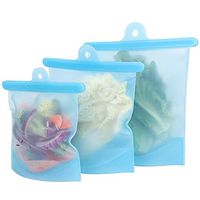 YISHEN 3PCS Reusable Silicone Food Storage Bags,Reusable Freezer Bags Leakproof, Dishwasher Safe Microwave Freezer Maintain Freshness and Food Quality Meat Fruit Vegetables