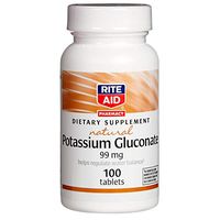 Rite Aid Natural Potassium Gluconate Tablets, 99mg - 100 Count | Potassium Supplement