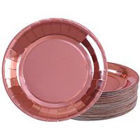 Aneco 60 Pieces 7 Inches Rose Gold Foil Paper Plates Round Disposable Paper Plates for Party, Wedding Supplies