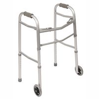 PCP Adjustable Double Release Walker with 5 Inches Wheels, Grey, Junior Size