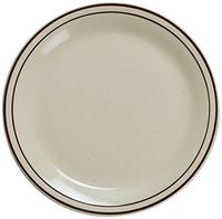 Yanco BR-16 Brown Speckled Plate, 10.5" Diameter, China, American White Color, Pack of 12
