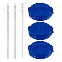 3-Dark Blue Replacement lids and 3-11" Flexible Straws for 32 oz Hospital mugs