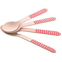 Youmewell Disposable Wooden Cutlery Wooden Spoons Chevron Red 108 Count