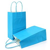 AZOWA Gift Bags Blue Kraft Paper Bags with Handles (6 x 3 x 8 in, 12 CT)