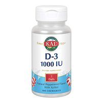 KAL Vitamin D-3 1000 IU Chewable | Peppermint Flavor | Healthy Immune Function & Bone Support | 200 Chews, 200 Serv