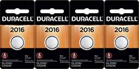 Duracell DL2016 CR2016 DL2016B Coin Type 3 Volt Lithium Battery 4 Pack Security Devices Ect…