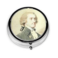 USA Founding Father Thomas Jefferson Vintage Portrait Portable Vitamin Medicine Round Pill Case, Purse Pocket Pill Boxes Organizer with 3 Compartment
