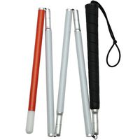 Stylish 4-Section Folding Grip White Cane, Black Handle  -Affordable Gift! Item #DHAR-9148244