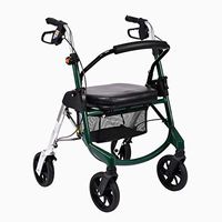 Drive Medical Wheel Walking Aid Height Adjustable, Upright Posture Rolling Walker, Super Lightweight Aluminum, Mobility Portable Rollator Walker with 4 Wheel for Seniors,Green