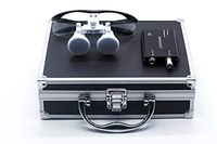 Aries Outlets Black Surgical Binocular Loupes 3.5X 420mm Glass Loupes with 3W LED Head Light Lamp + Aluminum Box Black