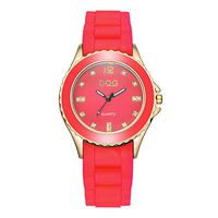 Fxbar Soft Silicone Rubber Strap Women Bracelet Watches Quartz Crystal Analog Wrist Watch Dress Watch(Red)