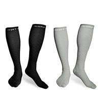 DESERT WOLF Compression Socks for Men & Women 20-30mmHg is Best for High Knee Running, Travel, Athletic, Maternity Pregnancy and Nurses, 1 Pair Black + 1 Pair Gray - XXL(Men 11-13-11 & Women 12.5-14)