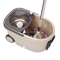 MEANIT EasyWring Microfiber Spin Mop, Bucket Floor Cleaning System (Brown)