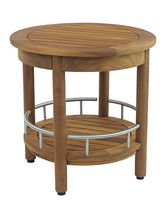 AquaTeak Patented 18" Omega Teak & Stainless Shower Bench with Shelf