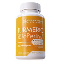 Turmeric Capsules with Curcumin and BioPerine Black Pepper Extract | 1300mg | 30 Day Supply | 2000% Faster Max Absorption Formula w/ 95% Curcuminoids by Science Natural Supplements