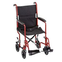Lightweight Folding Transport Chair Wheelchair by NOVA Medical 19" Seat RED