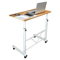 Laptop Cart, Height Adjustable Desk w/Lockable Wheels, Mobile Sofa Coffee Overbed Table for Working Studying Home Bed Side Table