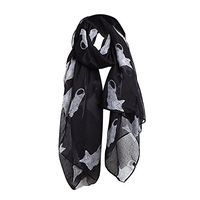Wadonerful Wrap Shawl Women Cat Print Scarf Ladies Chiffon Winter Fall Warm Wrap Scarfs Elegant Beach Outwear Scarves Black