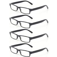 Reading Glasses Set of 4 Fashion Unisex Readers Color Plasitic Glasses for Men and Women (4 Pack Black, 1.5)