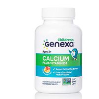 Genexa Calcium + Vitamin D3 for Children – 60 Tablets | Non-GMO & Gluten Free | Supports Healthy Bones | Mango Orange Flavor