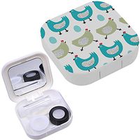 Portable Contact Lens Case Box Travel Kit Mirror + Bottle + Tweezers Container Holder [ Funny Chicken ]