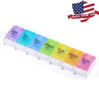 Pill Box 7 Day, Astory Pill Case Once a Day with Easily Push Button Weekly BPA Free Travel Pill Organizer Daily Large Compartments Rainbow Colored BPA Free for Medication Supplements