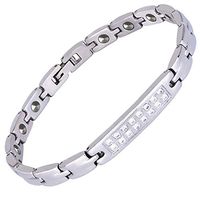 Fenglig Magnetic Anklet Ankle Bracelets Women's Pain Relief for Arthritis with Strong Magnets/Germanium/Hematite (20Cm),Silver