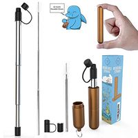 Reusable Stainless Steel Straws with Aluminum Keychain Case Cleaning Brush Silicone Tips :Collapsible Telescopic Portable Drinking Straws Foldable/Retractable Metal Straws (Turtle Brown, Pack of 1)