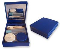 Dental Aesthetics UK Contact Lens Travel Kit Case (Blue) Mirror Tweezers & Solution Storage Set for Lenses