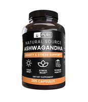 Natural Ashwagandha Root, 365 Capsules, 3 Month Supply, No Magnesium or Rice Filler, High Potency, Made in The USA, Gluten-Free, Undiluted Ashwagandha with No Additives