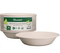 Compostable Bowls Natural Paper Bowls – 16 oz. Made from 100% Sugarcane Eco Friendly Biodegradable Soup Bowls BPA Free Kids Safe, Disposable Bowl Great for Cereal Soup Chili – By Bluetable [50 Pack]