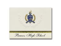 Signature Announcements Brazos High School (Waco, TX) Graduation Announcements, Presidential style, Basic package of 25 with Gold & Blue Metallic Foil seal