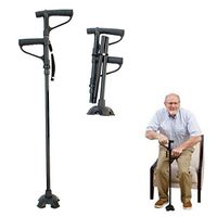 ZSMPY Old Man Crutches Multi-Function Folding Double Handle Aluminum Alloy Power Cane Four-Legged Cane