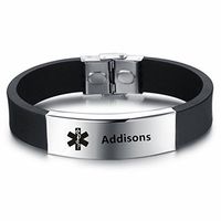 LiFashion LF Mens Stainless Steel Silicone Medical Alert Wristband Sos Addisons Customized Medical ID Bracelet Awareness Emergency for Husband Son Boyfriend Grandpa Dad