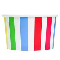[100 Count] Rainbow Paper Ice Cream Cups - 4 oz Striped Dessert Bowls - Comes In Many Colors & Sizes! Frozen Dessert Supplies