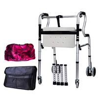Folding Lightweight Aluminium Walking Frame, Adjustable Height with Pulley and Cushion Four Foot Walker for Disabled and Old Man,A2