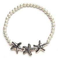 White Starfish Magnetic Stretch Bracelet (7")
