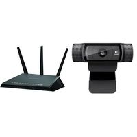 NETGEAR AC1900 Nighthawk Dual Band Wi-Fi Gigabit Router (R7000) and Logitech HD Pro Webcam C920, 1080p Widescreen Video Calling and Recording