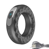 PTS 10 Freq Vibrarter Waterproof Delay Helper Recharging Penixring Six Toy for Men (BK)