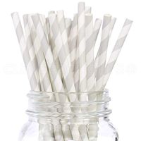 CleverDelights Biodegradable Paper Straws - Gray Stripe - Box of 100