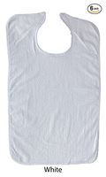 Adult Terry Cloth Bib with Velcro Closure Size 18 X 30-6 Pack (White)
