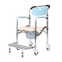 ZXY-NAN Bathroom Wheelchairs Folding Shower Chair Bath Stool Elderly Wheeled Commode Potty Toilet Chair with Padded Seat and Back,Wheelchair Bath Bench Moving Toilet Bathing Aid Bath Stool,Bathroom