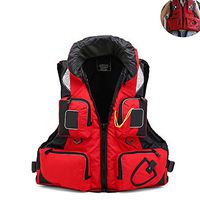 MMJJQWE EPE Life Jacket Vest，Adult Adjustable Buoyancy Aid, Solid and Durable use, for Drifting Swimming Surfing Snorkeling Fishing, Red