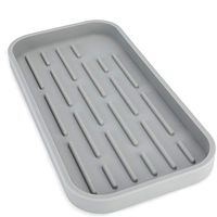 BFVV Silicone Sink Organizer Tray Sponge Holder Cool Grey For Sponges, Soap Dispenser, Scrubber, Dishwashing Brush