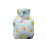 Simple Small Cute Warm 0.3 L Hot Water Bottle with Fabric Cover, White (Small Circle)